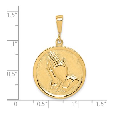 10K Yellow Gold Praying Hands Serenity Prayer Pendant – view 4