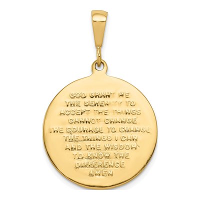 10K Yellow Gold Praying Hands Serenity Prayer Pendant – view 5