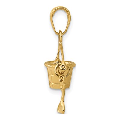 10K Yellow Gold 3D Beach Bucket Shovel Charm – view 3