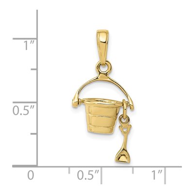 10K Yellow Gold 3D Beach Bucket Shovel Charm – view 4
