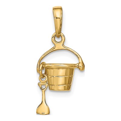 10K Yellow Gold 3D Beach Bucket Shovel Charm – view 5