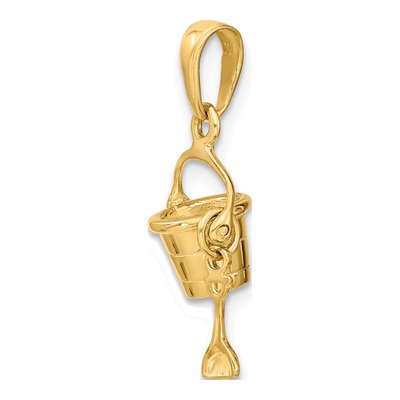 10K Yellow Gold 3D Beach Bucket Shovel Charm – view 6