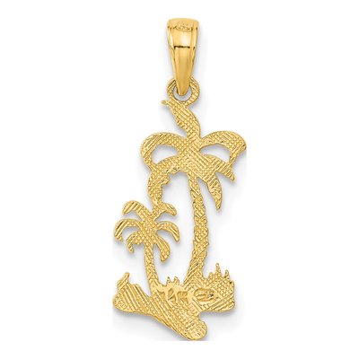 10K Yellow Gold Double Palm Trees Pendant – view 4
