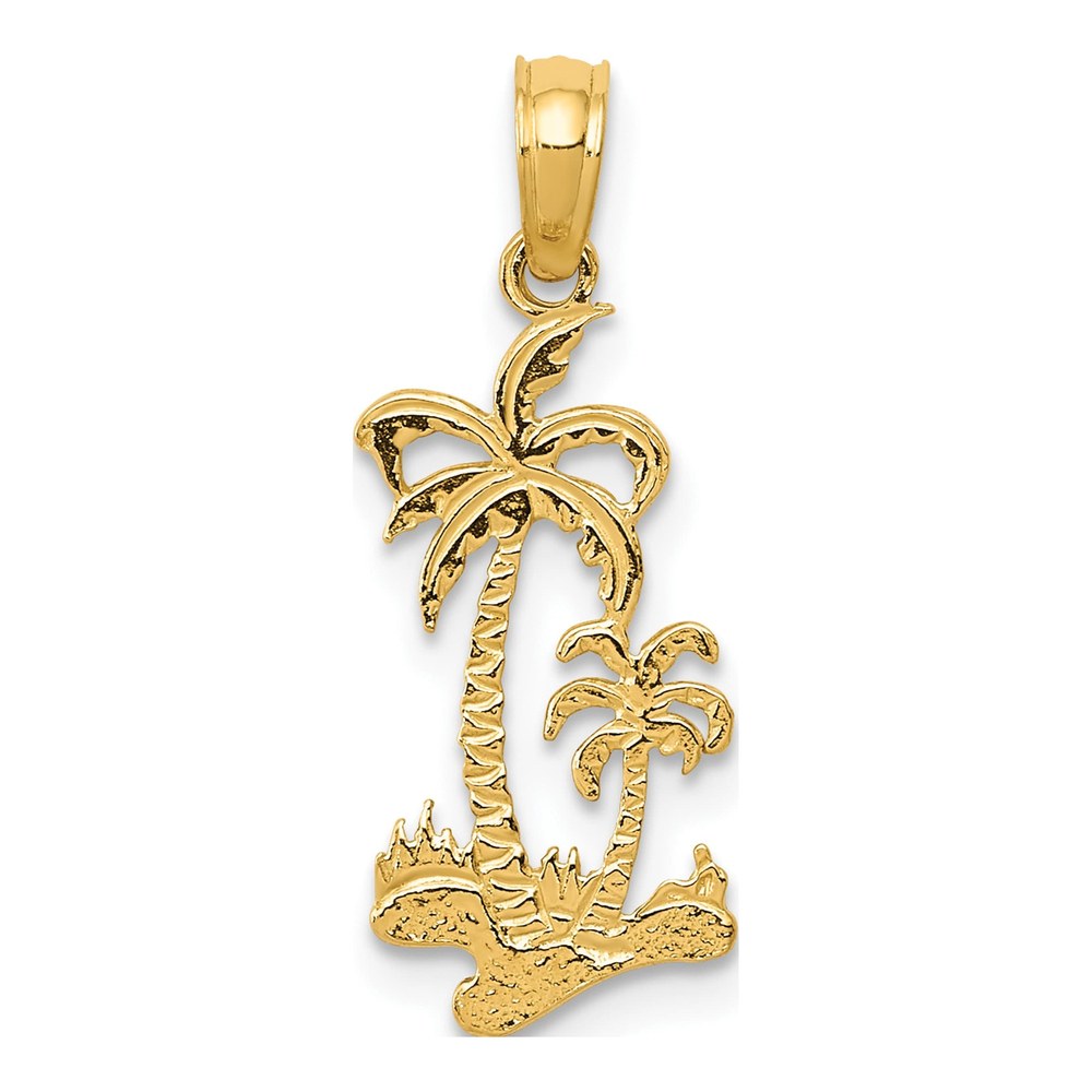 10K Yellow Gold Double Palm Trees Pendant