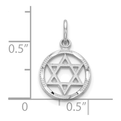 10K White Gold Star of David Circle Charm – view 3