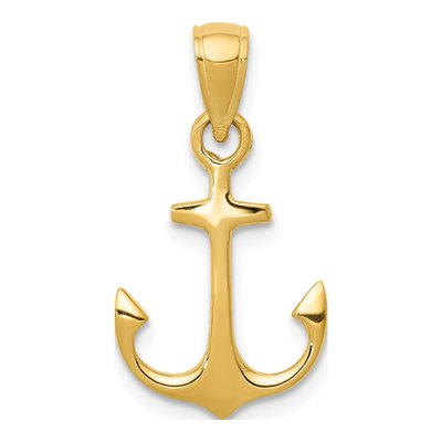 10K Yellow Gold Anchor Pendant