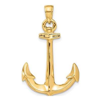 10K Yellow Gold 3D Anchor Pendant – view 4