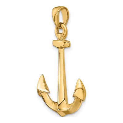 10K Yellow Gold 3D Anchor Pendant – view 6
