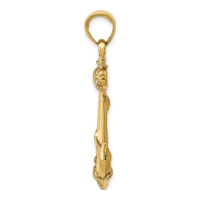 10K Yellow Gold 3D Anchor Pendant – view 3
