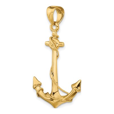 10K Yellow Gold 3D Anchor Pendant – view 6