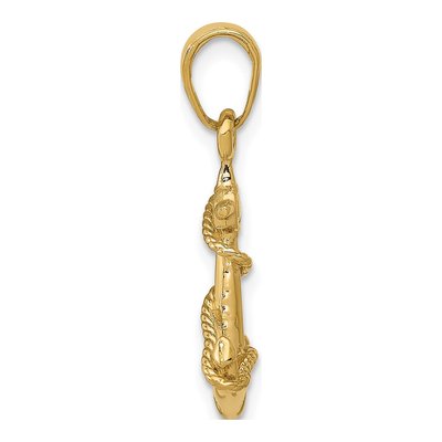 10K Yellow Gold 3D Anchor Pendant – view 3