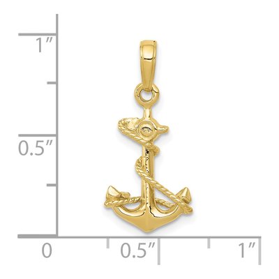 10K Yellow Gold 3D Anchor Pendant – view 4