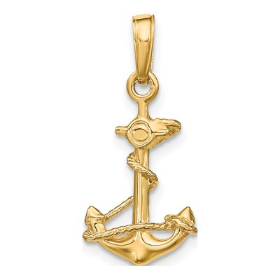 10K Yellow Gold 3D Anchor Pendant – view 5