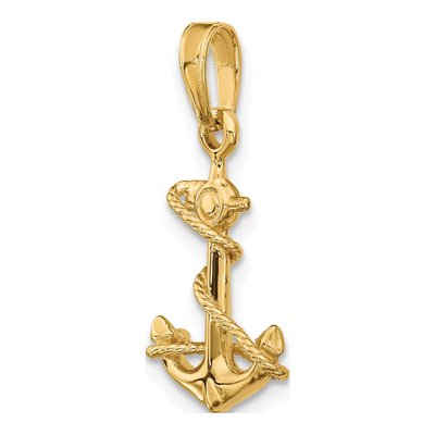 10K Yellow Gold 3D Anchor Pendant – view 6