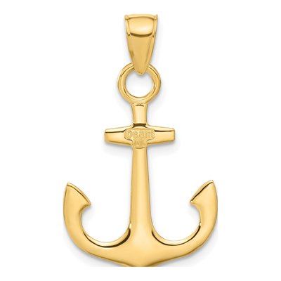 10K Yellow Gold 3D Anchor Pendant – view 4