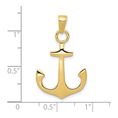 10K Yellow Gold 3D Anchor Pendant – view 5