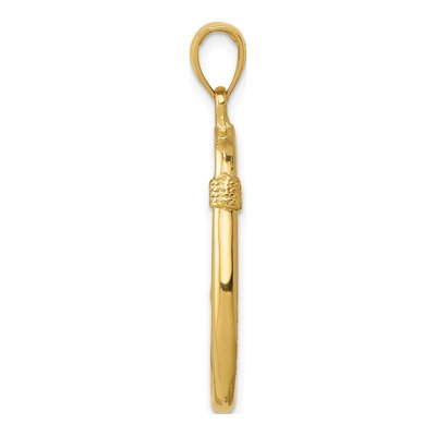 10K Yellow Gold 3D Fish Hook Pendant – view 3