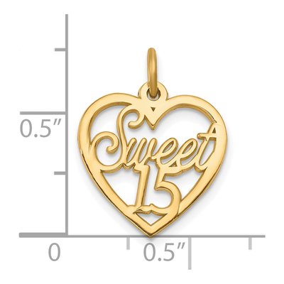 10K Yellow Gold Sweet 15-Heart Pendant – view 4