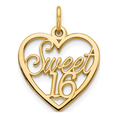 10K Yellow Gold Sweet 16-Heart Pendant