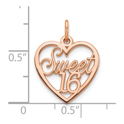 10K Rose Gold Sweet 16-Heart Pendant – view 4