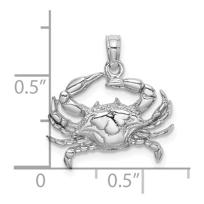 10K White Gold 2-D Blue Crab Charm – view 2