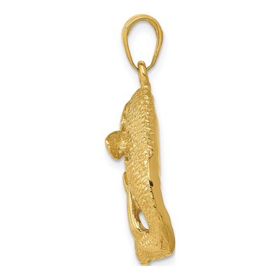 10K Yellow Gold Jumping Bass Fish Pendant – view 3