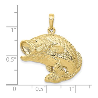 10K Yellow Gold Jumping Bass Fish Pendant – view 4