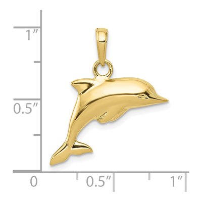 10K Yellow Gold 3D Dolphin Pendant – view 5