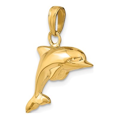 10K Yellow Gold 3D Dolphin Pendant – view 6