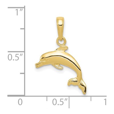 10K Yellow Gold Dolphin Pendant – view 4