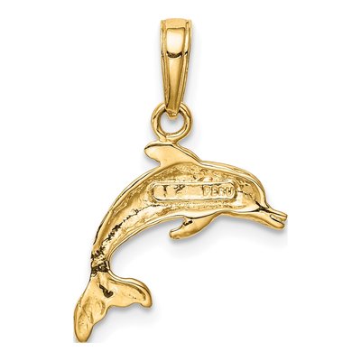 10K Yellow Gold Dolphin Pendant – view 5