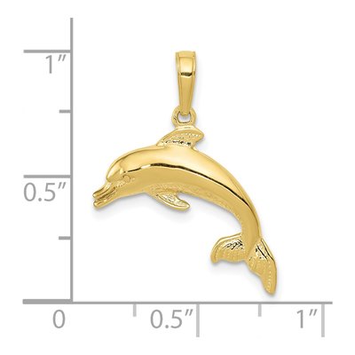 10K Yellow Gold Dolphin Swimming Pendant – view 4