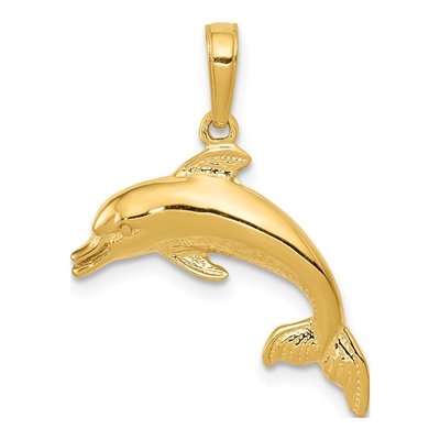10K Yellow Gold Dolphin Swimming Pendant