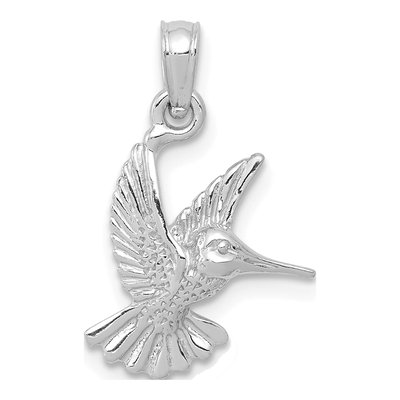 10K White Gold Hummingbird Pendant