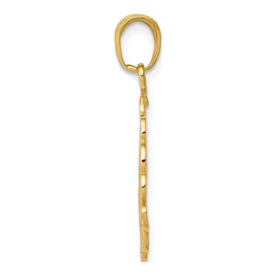 10K Yellow Gold Hummingbird Flower Pendant – view 3
