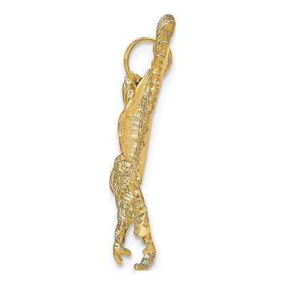 10K Yellow Gold Textured Eagle Landing Pendant – view 3