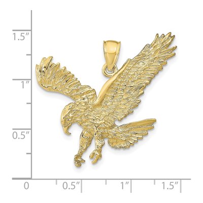 10K Yellow Gold Textured Eagle Landing Pendant – view 4