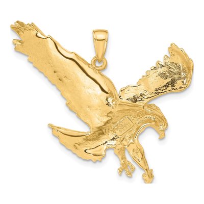 10K Yellow Gold Textured Eagle Landing Pendant – view 5