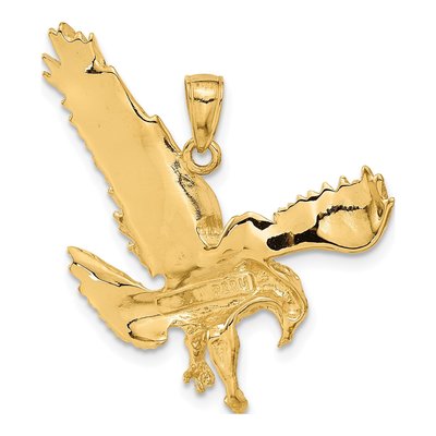 10K Yellow Gold Textured Eagle Landing Pendant – view 4