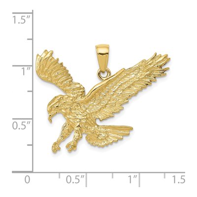 10K Yellow Gold Textured Eagle Landing Pendant – view 5