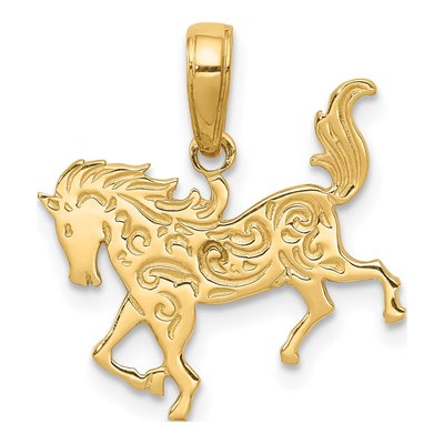10K Yellow Gold Horse Pendant