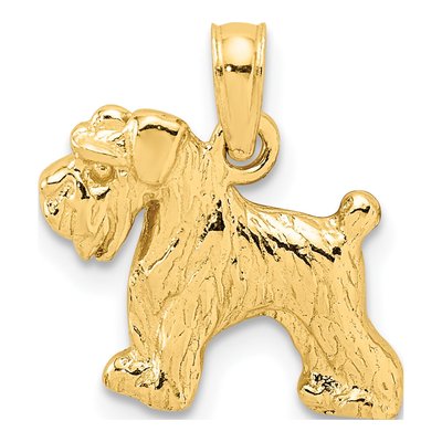 10K Yellow Gold Schnauzer Dog Pendant