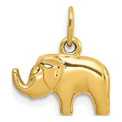 10K Yellow Gold 3D Elephant Pendant – view 5