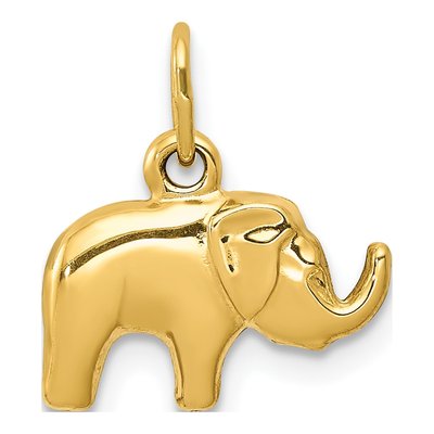 10K Yellow Gold 3D Elephant Pendant