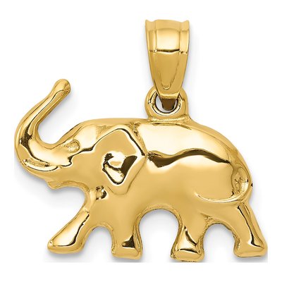 10K Yellow Gold 3-D Elephant Pendant