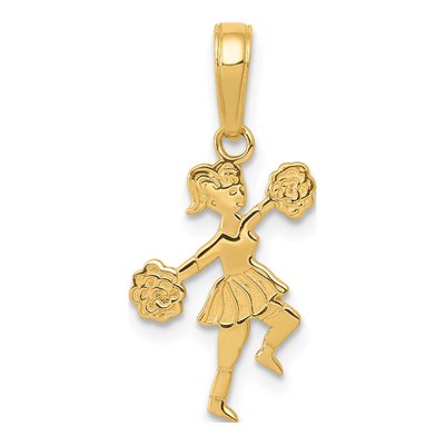 10K Yellow Gold Cheerleader Pom-Poms Pendant