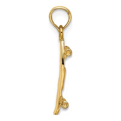 10K Yellow Gold 3D Skateboard Pendant – view 3