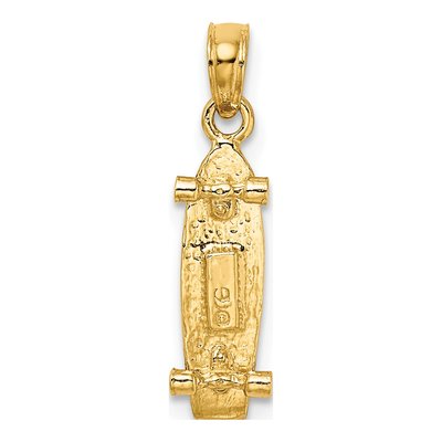 10K Yellow Gold 3D Skateboard Pendant – view 5