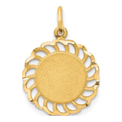 10K Yellow Gold Scalloped Filigree Circle Charm