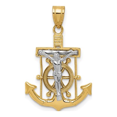 10K Two-Tone Gold Mariners Crucifix Pendant